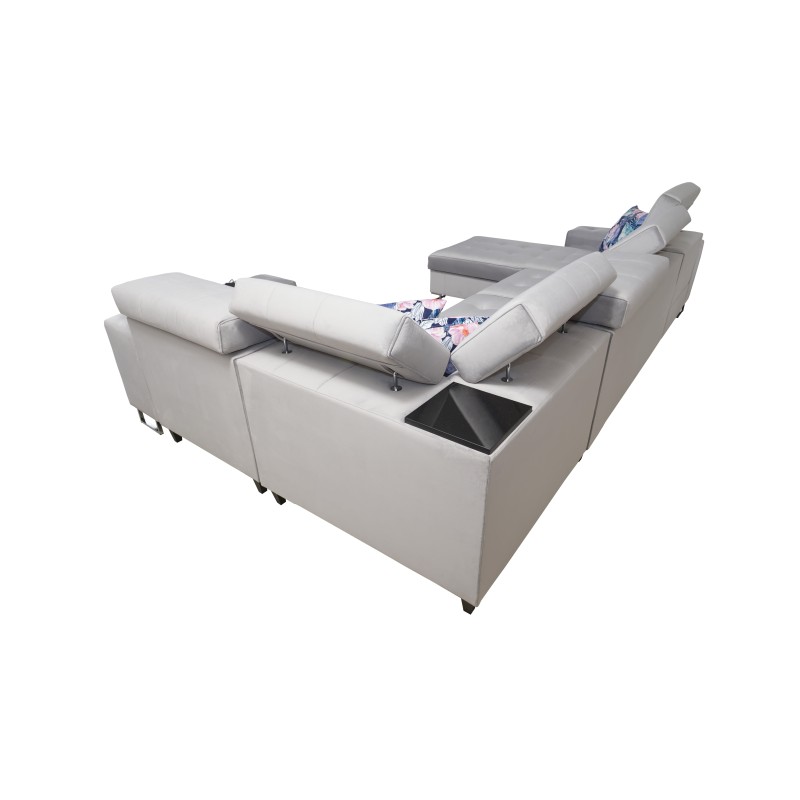 Sofá esquinero Fusion IV con asiento acolchado, función de cama y puerto USB | Terciopelo | Hidrofóbico, Magic Velvet 2299