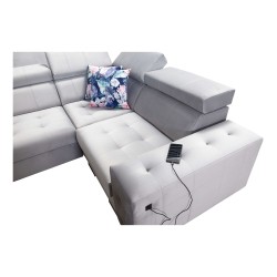 Fusion IV corner sofa with quilted seat, sleeping function, and USB port | Velvet | Hydrophobic, Magic Velvet 2299