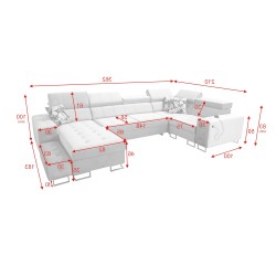 Fusion IV Ecksofa mit gestepptem Sitz, Schlaffunktion und USB-Anschluss | Samt | Hydrophob, Magic Velvet 2299