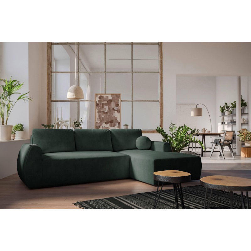 Nilo Ecksofa mit Schlaffunktion und USB-Anschluss in Veloursstoff, Wave 12 - Komfort und Stil in einem