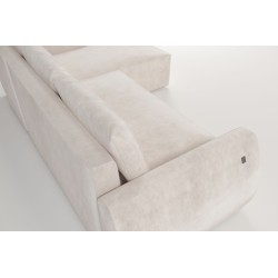 Nilo corner sofa with sleeping function and USB port in Velvet fabric, Wave 6 - Comfort and style in one