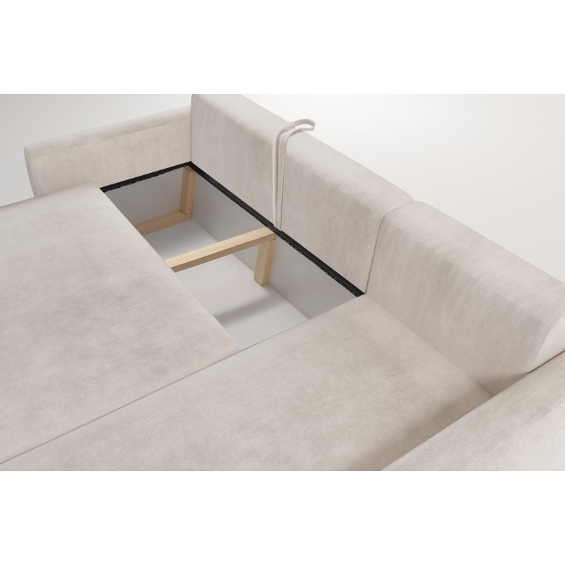 Nilo corner sofa with sleeping function and USB port in Velvet fabric, Wave 6 - Comfort and style in one