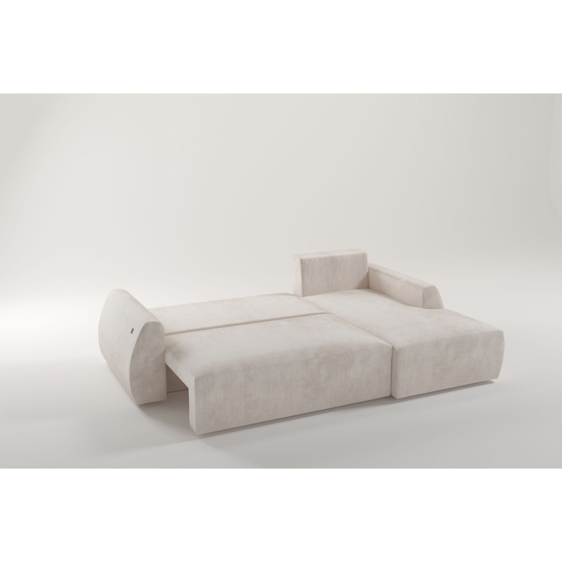 Nilo corner sofa with a sleeping function and USB port in Velvet fabric, Wave 5 - Comfort and style in one