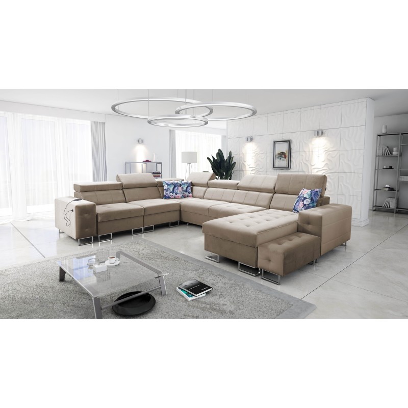 Ecksofa Fusion VIII mit gestepptem Sitz und Schlaffunktion | Hochwertige Möbel