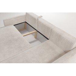 Ecksofa Nilo mit Schlaffunktion und USB-Anschluss in Samtstoff, Wave 4 - Komfort und Stil in einem