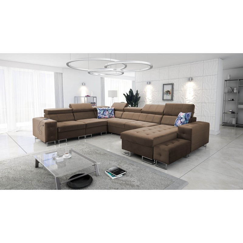 Fusion VIII corner sofa with quilted seat and sleeping function | High-quality furniture