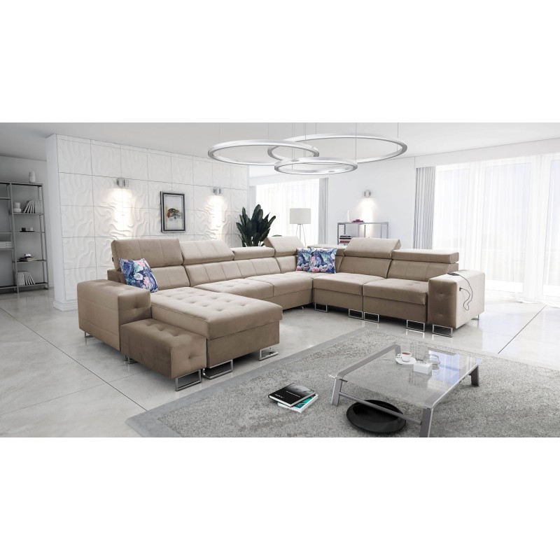 Fusion VIII corner sofa with quilted seat and sleeping function | High-quality furniture