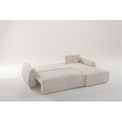 Sofá esquinero Nilo con función de cama y puerto USB en tela de terciopelo, Wave 1 - Comodidad y estilo en uno.