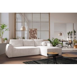 Nilo corner sofa with sleeping function and USB port in Velvet fabric, Wave 1 - Comfort and style in one