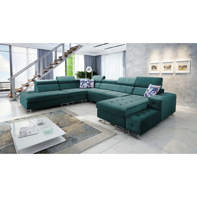 Fusion X Corner Sofa with Sleeping Function in Velvet Fabric | Water-Repellent, Magic Velvet 2221 | Perfect for Your Living Room