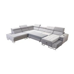 Fusion X Corner Sofa with Sleeping Function in Velvet Fabric | Water-Repellent, Magic Velvet 2221 | Perfect for Your Living Room