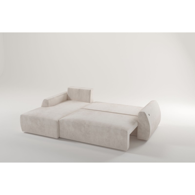 Nilo Corner Sofa with Sleeping Function and USB Port in Velvet Fabric, Wave 16 - Comfort and Style in One
