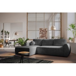Ecksofa Nilo mit Schlaffunktion und USB-Anschluss in Veloursstoff, Wave 16 - Komfort und Stil in einem