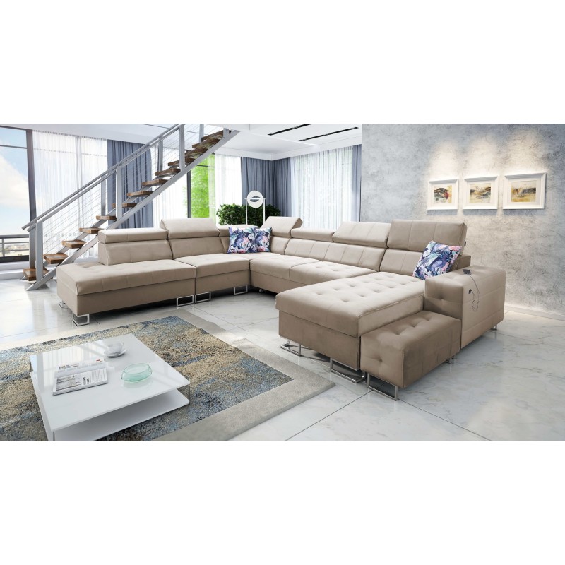 Narożnik Fusion X z funkcją spania w tkaninie Welur | Hydrofobowa, Magic Velvet 2282 | Idealny do Twojego salonu