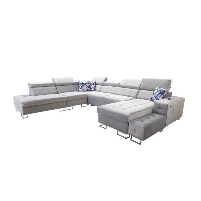 Narożnik Fusion X z funkcją spania w tkaninie Welur | Hydrofobowa, Magic Velvet 2282 | Idealny do Twojego salonu