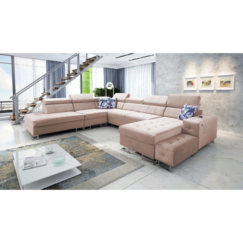 Narożnik Fusion X z funkcją spania w tkaninie Welur | Hydrofobowa, Magic Velvet 2264 | Idealny do Twojego salonu