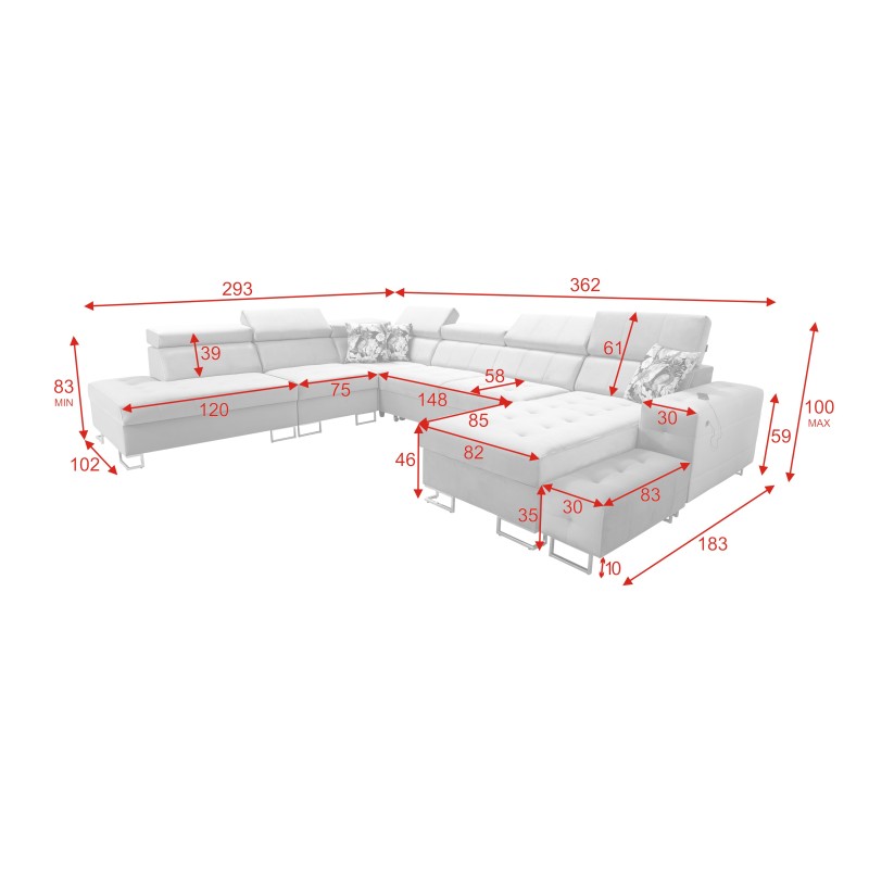 Fusion X Ecksofa mit Schlaffunktion in Veloursstoff | Hydrophob, Magic Velvet 2229 | Perfekt für Ihr Wohnzimmer