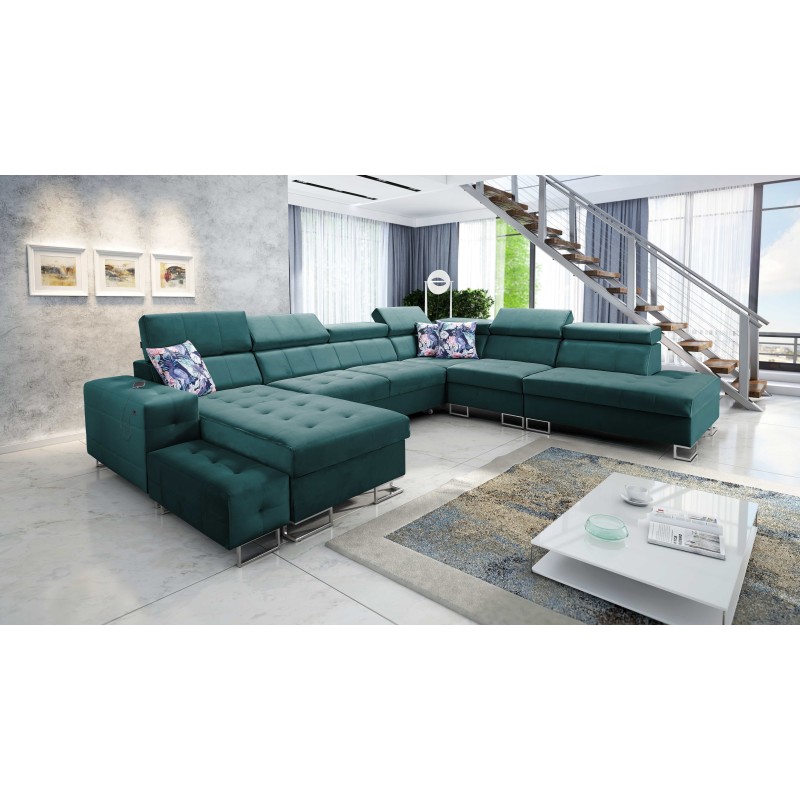 Fusion X Corner Sofa with Sleeping Function in Velvet Fabric | Water-Repellent, Magic Velvet 2221 | Perfect for Your Living Room