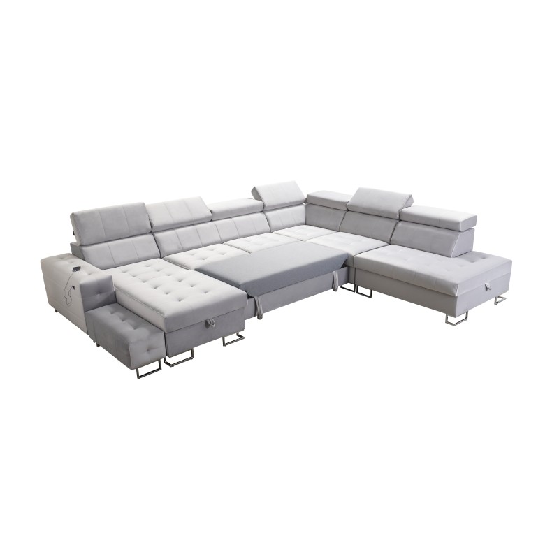 Fusion X Corner Sofa with Sleeping Function in Velvet Fabric | Water-Repellent, Magic Velvet 2221 | Perfect for Your Living Room