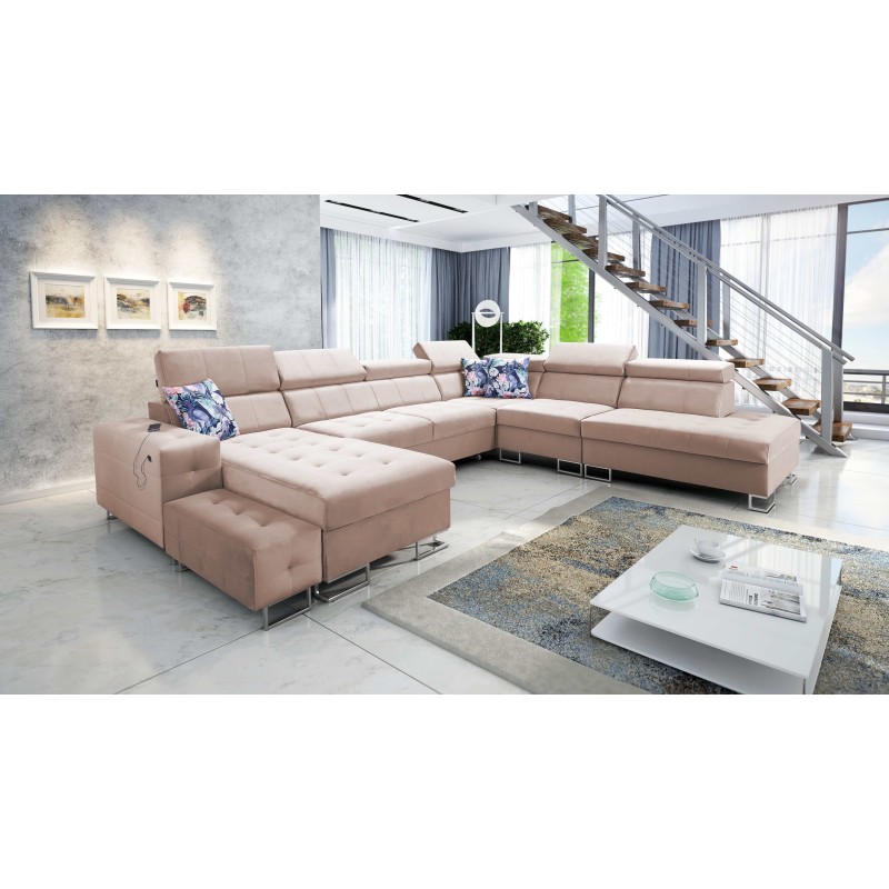 Esquinero Fusion X con función de cama en tela de terciopelo | Hidrófobo, Magic Velvet 2264 | Ideal para tu sala de estar