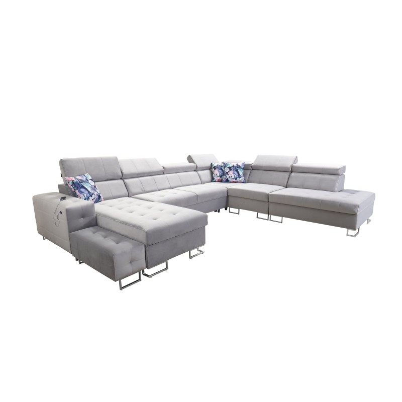 Fusion X corner sofa with a sleeping function in Velvet fabric | Hydrophobic, Magic Velvet 2264 | Perfect for your living room