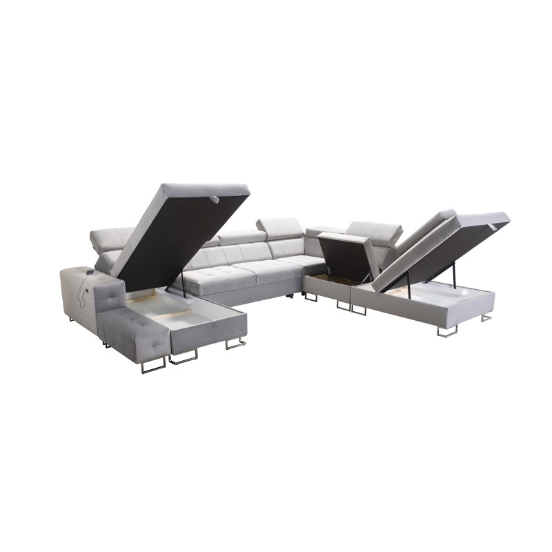 Sofá esquinero Fusion X con función de cama en tela de terciopelo | Hidrofóbico, Magic Velvet 2299 | Ideal para tu sala de estar