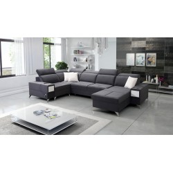 U-förmiges Ecksofa Porto IV mit Schlaffunktion - Hohe Qualität des Veloursstoffs | Hydrophob, Casablanca 2315