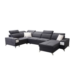 U-shaped corner sofa Porto IV with a sleeping function - high-quality Velour fabric | Hydrophobic, Casablanca 2315