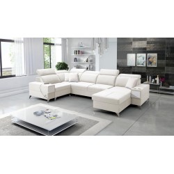 U-shaped Porto IV sectional sofa with a sleeping function - high-quality Velvet fabric | Hydrophobic, Casablanca 2301