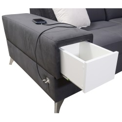 Porto IV U-shaped corner sofa with sleeping function - high-quality Velour fabric | Water-repellent, Casablanca 2307