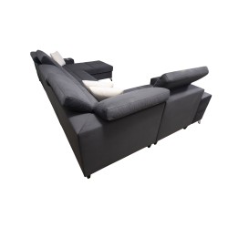 Sofá en forma de U Porto IV con función de cama - alta calidad de tela de terciopelo | Hidrofóbica, Casablanca 2307