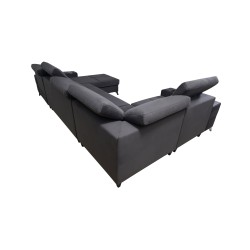 U-förmiges Ecksofa Porto IV mit Schlaffunktion - Hochwertiger Samtstoff | Hydrophob, Casablanca 2307