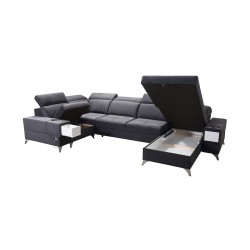 U-förmiges Ecksofa Porto IV mit Schlaffunktion - hohe Qualität des Stoffes Velours | Hydrophob, Casablanca 2313