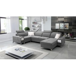 U-förmiges Ecksofa Porto IV mit Schlaffunktion - hohe Qualität aus Samtstoff | Hydrophob, Casablanca 2314