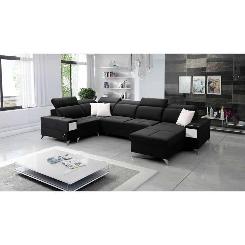 U-förmiges Ecksofa Porto IV mit Schlaffunktion - hohe Qualität des Veloursstoffs | Hydrophob, Casablanca 2316