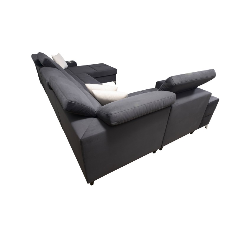 U-förmiges Ecksofa Porto IV mit Schlaffunktion - hohe Qualität des Veloursstoffs | Hydrophob, Casablanca 2316