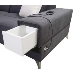 U-förmiges Ecksofa Porto IV mit Schlaffunktion - hohe Qualität des Samtstoffes | Hydrophob, Casablanca 2301