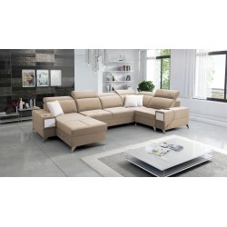 U-förmiges Sofa Porto IV mit Schlaffunktion - hohe Qualität des Veloursstoffs | Hydrophob, Casablanca 2304