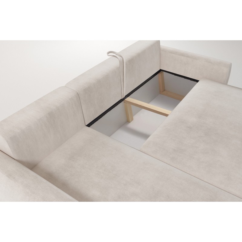 Nilo corner sofa with a sleeping function and USB port in Velvet fabric, Wave 12 - Comfort and style in one