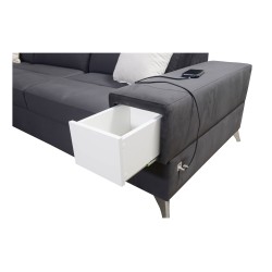 U-förmiges Ecksofa Porto IV mit Schlaffunktion - Hochwertiger Samtstoff | Hydrophob, Casablanca 2307