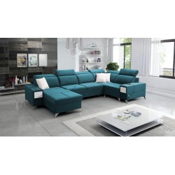 U-förmiges Ecksofa Porto IV mit Schlaffunktion - hohe Qualität des Stoffes Velours | Hydrophob, Casablanca 2313