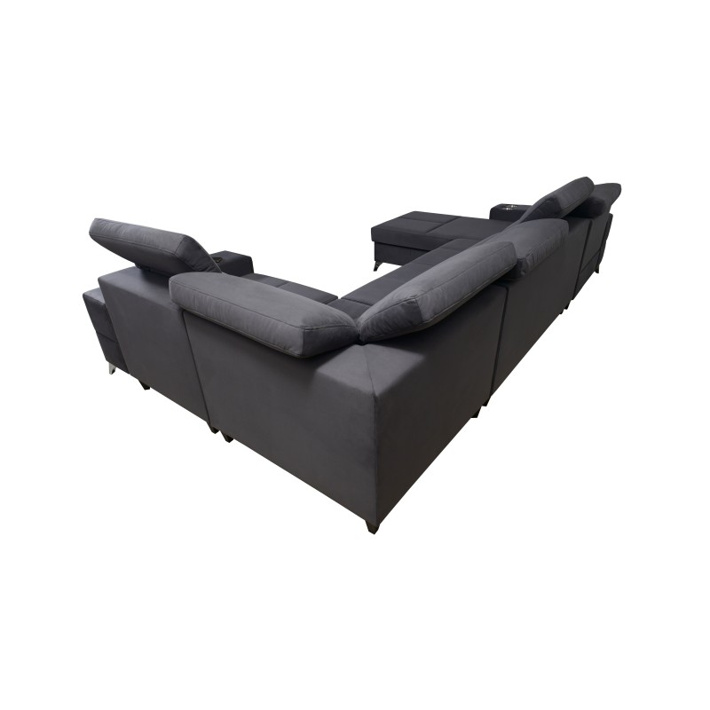 Porto IV U-shaped corner sofa with sleeping function - high-quality Velvet fabric | Hydrophobic, Casablanca 2314