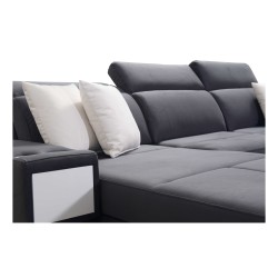 U-shaped Porto IV sectional sofa with sleeping function - high-quality Velvet fabric | Hydrophobic, Casablanca 2316