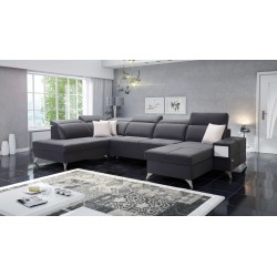 Luxury U-shaped Corner Sofa Porto VI with Sleeping Function - Velvet | Hydrophobic, Casablanca 2315