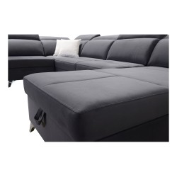 Luxuriöse U-förmige Ecksofa Porto VI mit Schlaffunktion - Velours | Hydrophob, Casablanca 2315