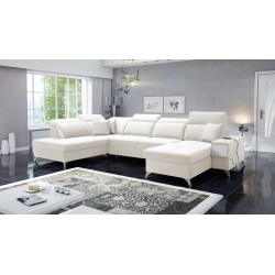 Luxus-Sofa in U-Form Porto VI mit Schlaffunktion - Samt | Hydrophob, Casablanca 2301