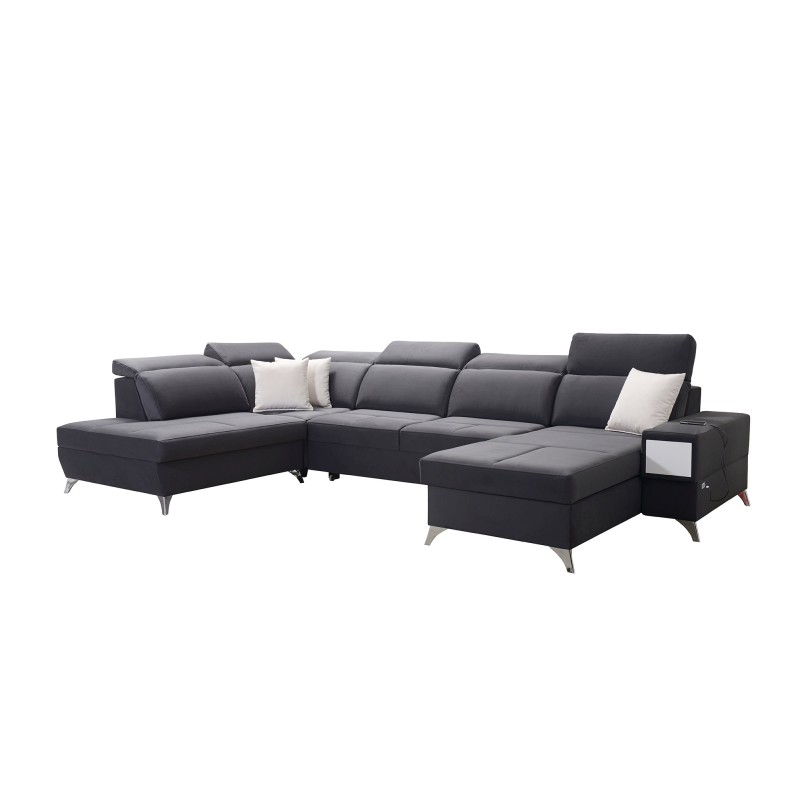 Luxury U-shaped Corner Sofa Porto VI with a Sleeping Function - Velvet | Hydrophobic, Casablanca 2301