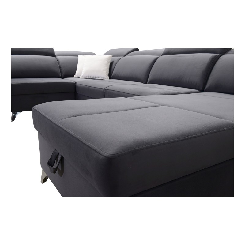Luxus-Sofa in U-Form Porto VI mit Schlaffunktion - Samt | Hydrophob, Casablanca 2301
