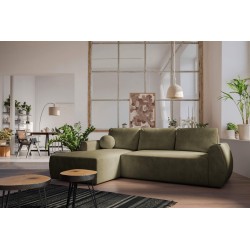 Nilo corner sofa with a sleeping function and USB port in Velvet fabric, Wave 11 - Comfort and style in one