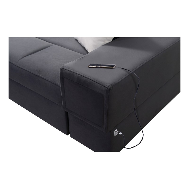 Luxuriöses U-förmiges Sofa Porto VI mit Schlaffunktion - Samt | Hydrophob, Casablanca 2304